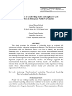 The Influence of Leadership Styles On Employees' Job Satisfaction in Ethiopian Public Universities