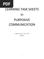 Learning Task Sheets in Purposive Communication: Academic Year 2020-2021, 2 Sem