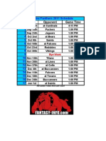 Panthers Schedule