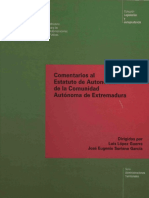 Comentarios Al Estatuto de Autonomía de La Comunidad Autónoma de Extremadura