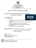 Department of Education: Title of Activity: School Monitoring Evaluation and Adjustment