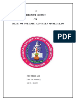 A Project Report ON Right of Pre-Emption Under Muslim Law