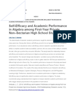 Self-Efficacy and Academic Performance in Algebra Among First-Year Private Non-Sectarian High School Students