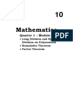 Math 10 q1 WK 6 Module 6 Division of Polynomials