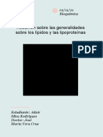 Resumen Sobre Las Generalidades Sobre Los Lípidos y Las Lipoproteínas