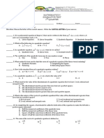 Mathematics 9 Summative Test 1 Quarter: Ax BX +C 0