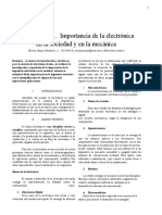 Tarea 1. Nicolas Amaya Importancia de La Electrónica en La Sociedad y en La Mecánica