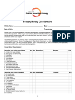 Sensory History Questionnaire