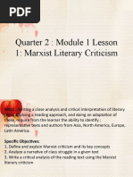 Quarter 2: Module 1 Lesson 1: Marxist Literary Criticism