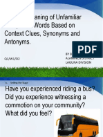 ENGLISH 5, Inferring Meaning of Unfamiliar Compound Words Based On Context Clues, Synonyms and Antonyms. Q1, W1, D2 BY SIR. REI MARASIGAN