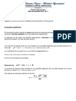 Guia Matemáticas Noveno No. 4. Ecuación Cuadrática