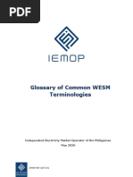 IEMOP Glossary of Common WESM Terminologies