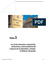 Tema 3 - Las Cortes Generales Composición, Atribuciones y Funcionamiento Del Congreso de Los Diputados y Senado. El Defensor Del Pueblo Pages