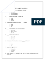 Grammar Test: Choose The Correct Words To Complete The Sentences