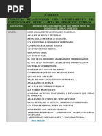 Temario Reforzamiento para Segundo Grado.