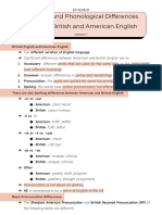 Phonetic and Phonological Differences Between British and American English