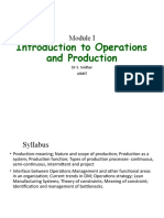 Introduction To Operations and Production: DR S. Sridhar Aimit