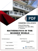 Mathematics in The Modern World: General Education Academic Year 2021-2022, 1 Semester