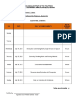 Technological Institute of The Philippines On-The-Job Training / Practicum Weekly Report