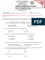 1st Quarter Summative Exam Grade 9 Mathematics