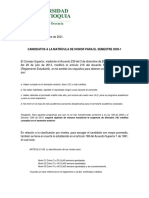 Candidatos Matrículas de Honor 2020-1 Facultad de Ingeniería