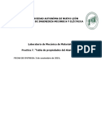 Laboratorio de Mecánica de Materiales. Practica 7. "Tabla de Propiedades Del Aluminio 1".