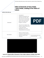 Lesson 2.2: Opportunities & Demands of Mass Media Audiences, Markets, Mass Media, Leading To The Status of Philippine Popular Culture