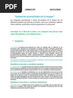 Las Categorías Gramaticales de La Lengua....