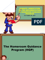 Parents' Orientation On The Implementation of Homeroom Guidance Program