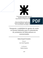 Transporte y Estabilidad de Agentes de Sostén en Fractura Hidráulica para La Estimulación de Yacimientos de Hidrocarburos No Convencionales