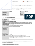 Observer Feedback Form: 1. Pre-Observation Discussion