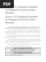 Lesson 1 ICT Competency Standards For Philippine Pre