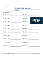 Grade 2 Add and Subtract 3 Single Digit Numbers B