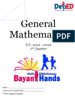 General Mathematics: S.Y. 2021 - 2022 1 Quarter