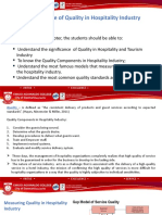 Lesson 2 Significance of Quality in Hospitality and Tourism Industry