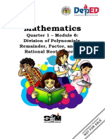 Mathematics: Quarter 1 - Module 6: Division of Polynomials, Remainder, Factor, and The Rational Root Theorem