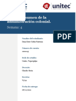 Cuadro Resumen de La Administración Colonial.