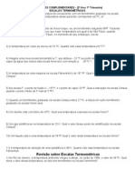 1º TRIMESTRE ESCALAS TERMOMÉTRICA e QUANTIDADE DE CALOR