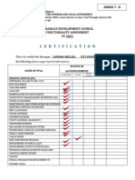 Certification: Barangay Development Council Functionality Assessment FY 2021