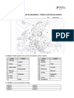 FICHA DE TRABALHO - Paises e Capitais