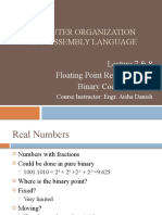 Computer Organization and Assembly Language: Lecture 7 & 8 Floating Point Representation Binary Coded Decimal