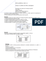 Traitement Du Signal-Eln - L3 TD2: Analyse Et Synthèse Des Filtres Analogiques