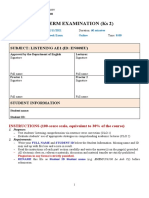 AE1 Listening Midterm - Test Paper & Answer Sheet (Online) 11.2021 Ks 2