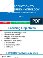 Introduction To Engineering Hydrology: Water Resources Engineering - I) Unit - I