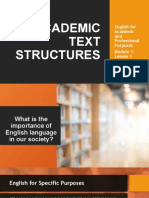 Academic Text Structures: English For Academic and Professional Purposes Lesson 1