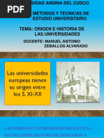 Diapositivas PPT Origen e Historia de Las Universidades