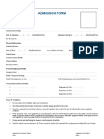 School Admission Form Sample Template