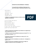 Ejercicios Propuestos de Circunferencia y Parabola