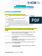 As-Level Biology Cell Membranes and Transport Worksheet: Name: - Class: XI SCIENCE