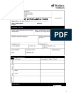 Employment Application Form: Application For The Post of